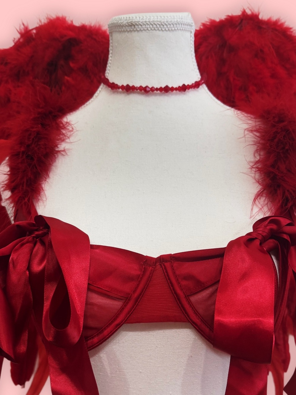 OPHIRA APPAREL ❤️ Vampire Bite Choker Handmade Beaded Glass Crystal Necklace Red